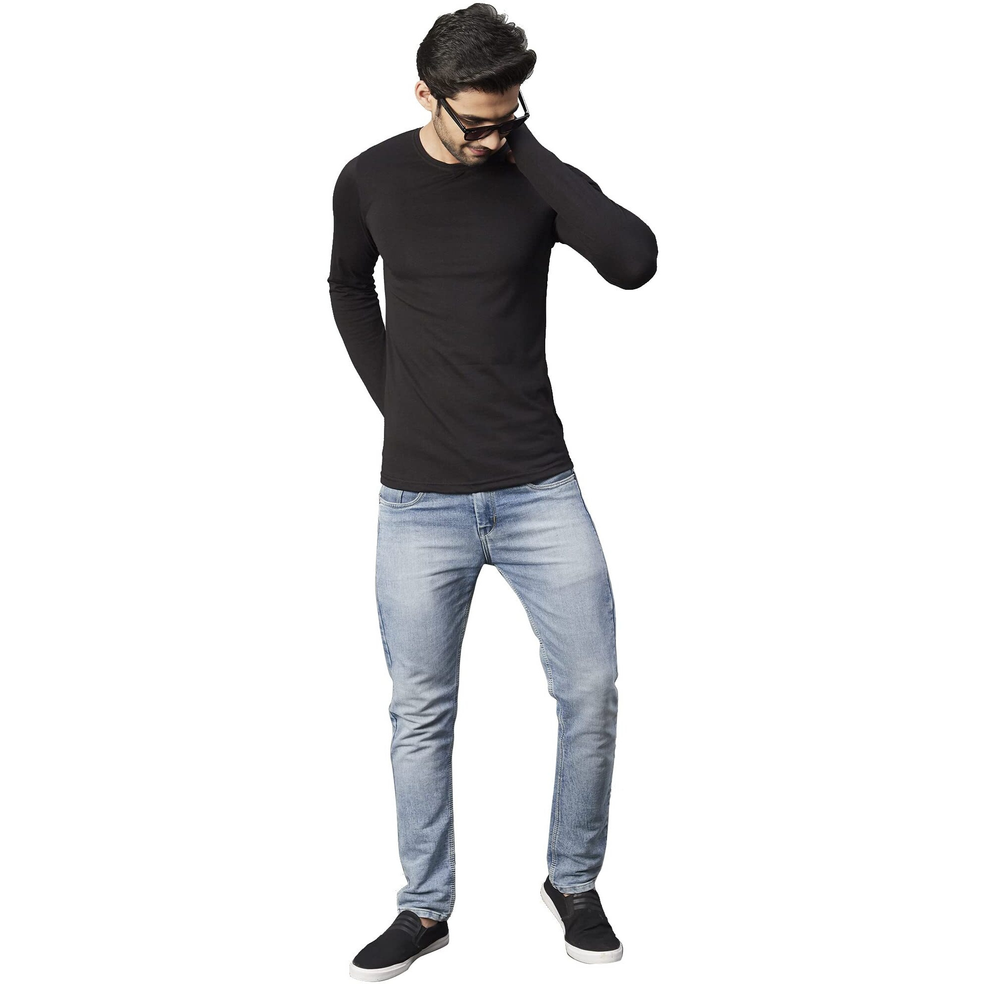 Rigo Men Black Thumbhole Round Neck Full Sleeve T-Shirt (Xxx-Large)