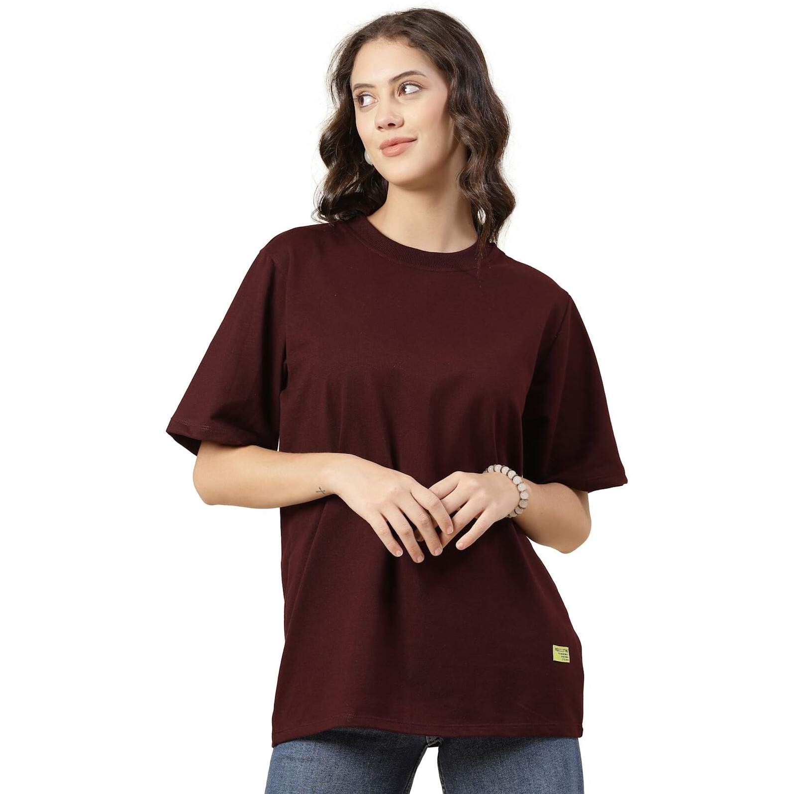 Rigo Back Printed Half Sleeves Round Neck Oversized T-Shirt For Women | Drop Shoulder T-Shirt For Women | Loose Baggy Fit T-Shirt For Women/Girls