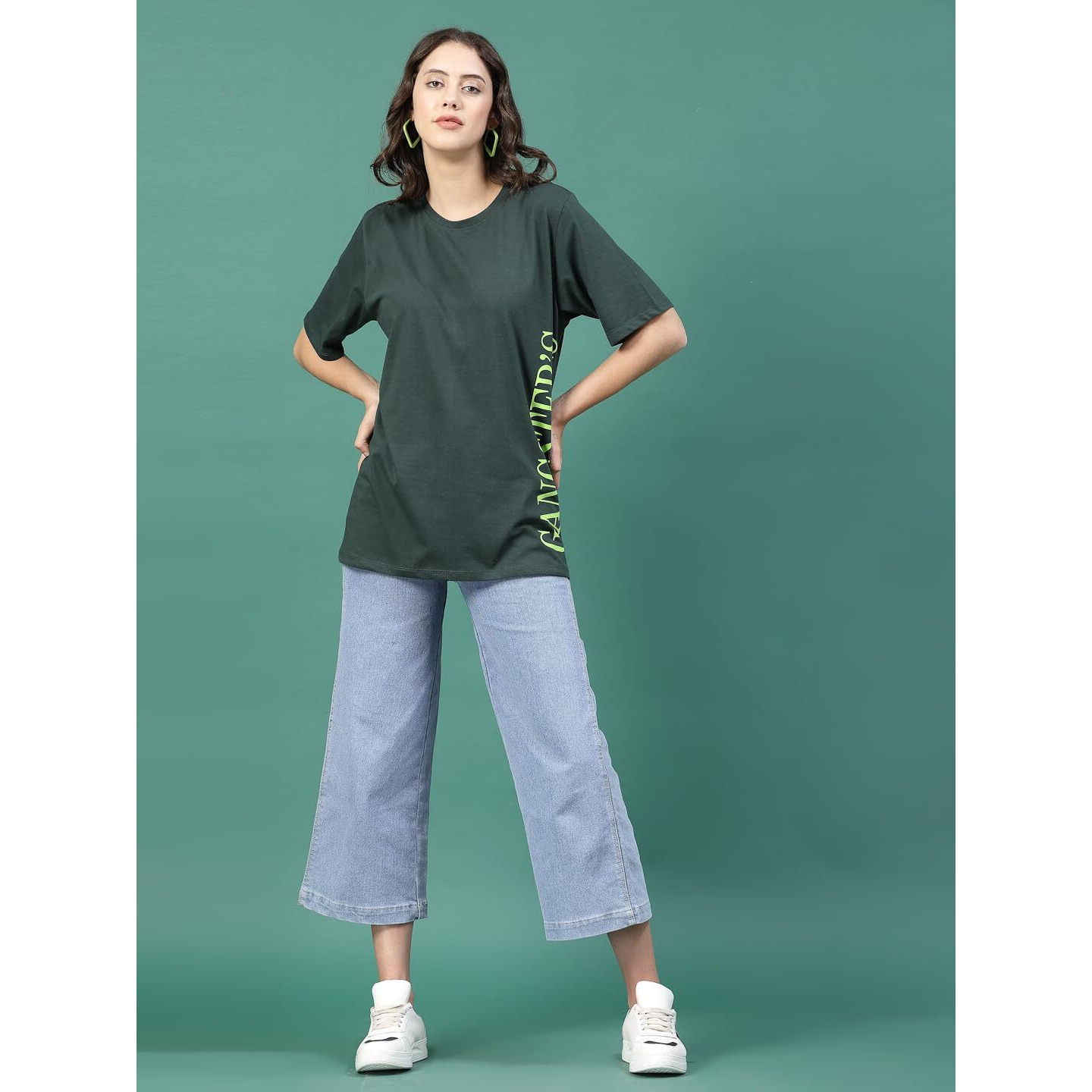 Rigo Back Printed Half Sleeves Round Neck Oversized T-Shirt For Women | Drop Shoulder T-Shirt For Women | Loose Baggy Fit T-Shirt For Women/Girls