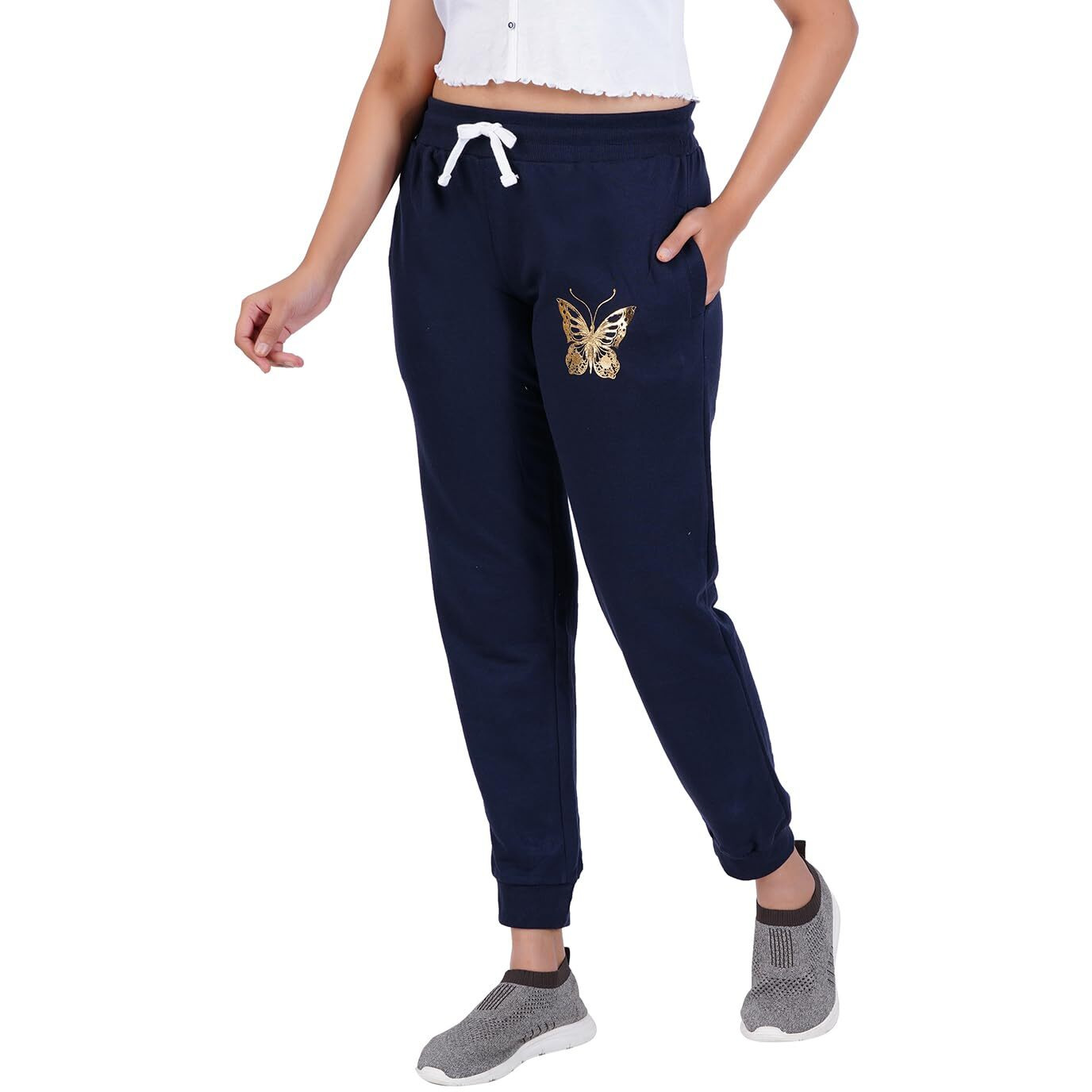 T2F Women's Regular Track Pants (Wom-Jog-01_Navy