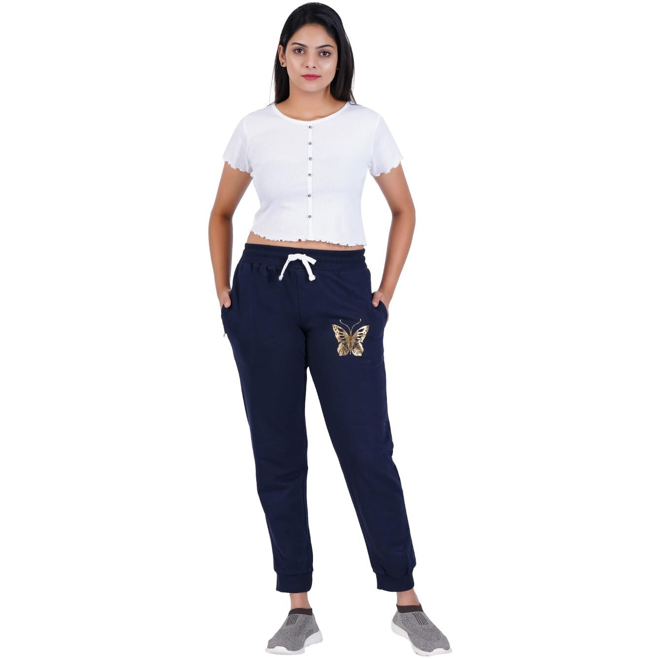 T2F Women's Regular Track Pants (Wom-Jog-01_Navy