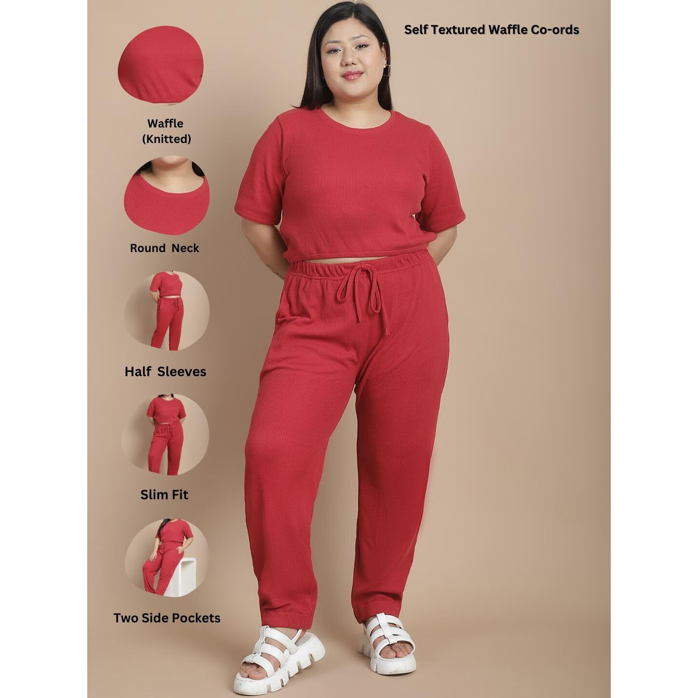 Rigo Plus Size Co-Ord Set | Round Neck, Slim Fit Tracksuit Co-Ords Set | Stylish Dresses | Casual, Beach & Vacation Wear