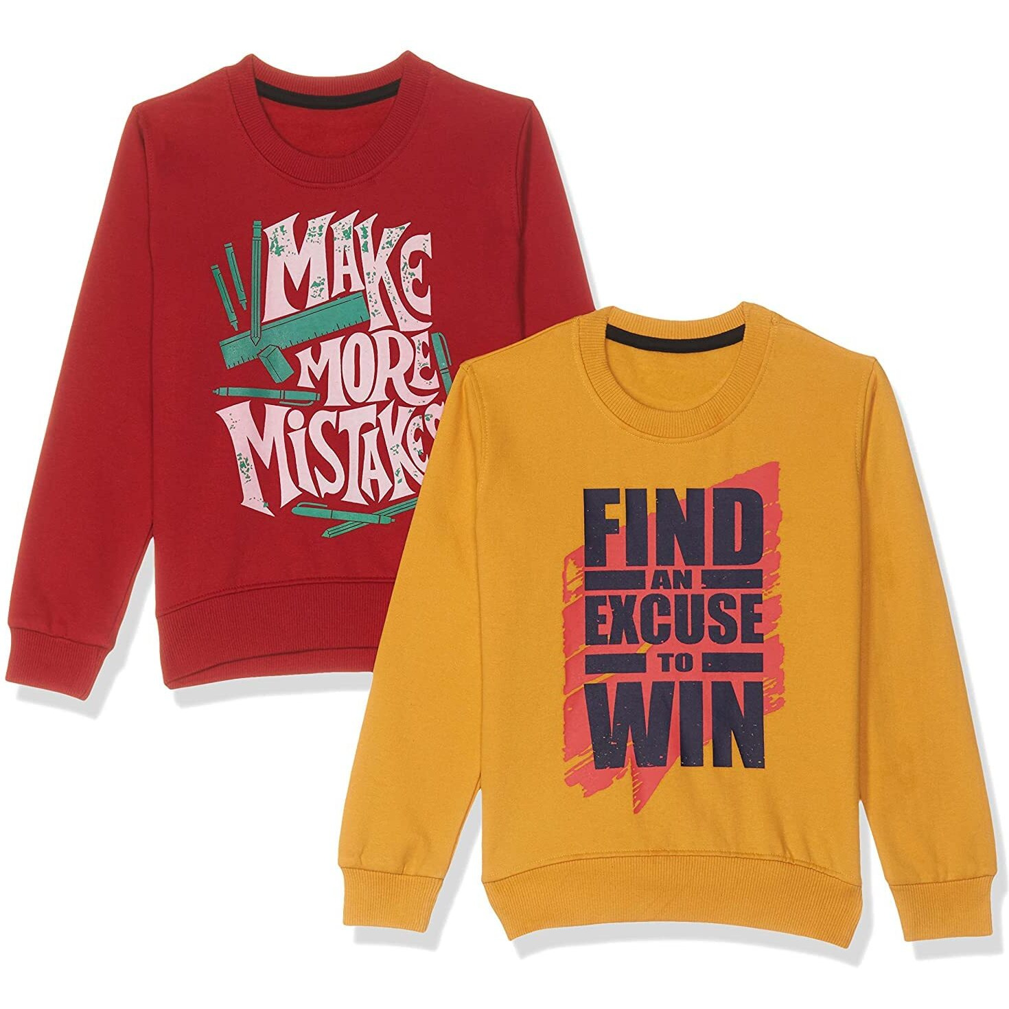 T2F Boy's Cotton Crew Neck Sweatshirt (Bys-Rn-Ss-01_Multicolor 2_7-8 Years)