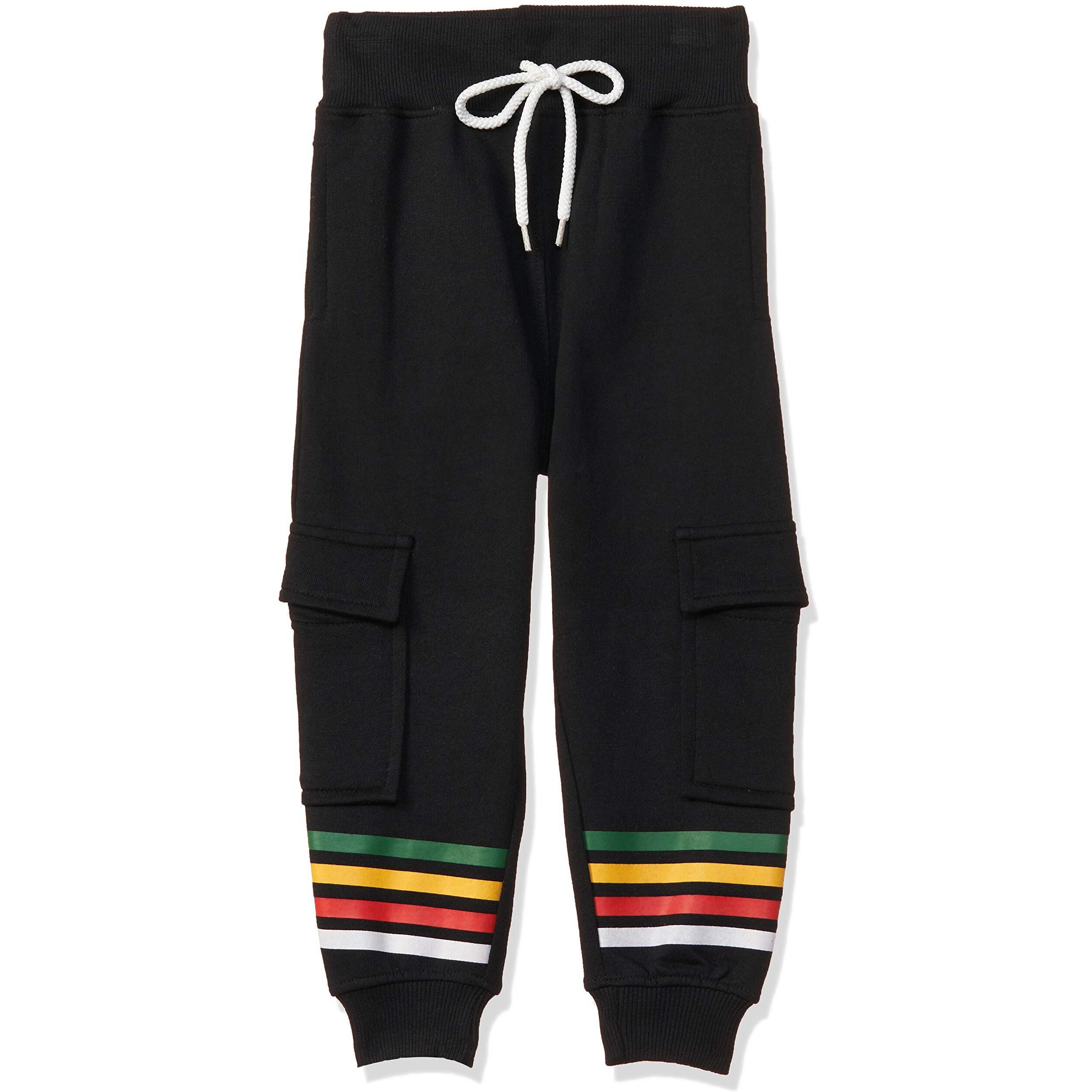 T2F Boy's Regular Fit Mid Rise Track Pant Black