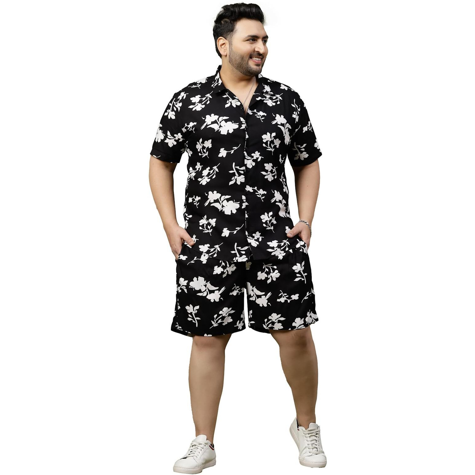 Rigo Printed Co-Ord Set For Men's | Casual Plus Size Shirt & Shorts Night Suit Set | Lounge-Wear Nightdress Pajama Set For Men's | Night Wear, Beach Wear, Vacation Wear Outfit
