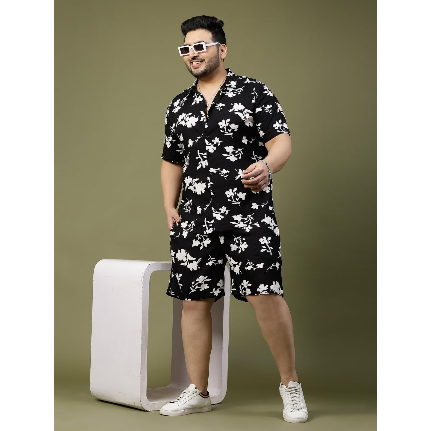Rigo Printed Co-Ord Set For Men's | Casual Plus Size Shirt & Shorts Night Suit Set | Lounge-Wear Nightdress Pajama Set For Men's | Night Wear, Beach Wear, Vacation Wear Outfit