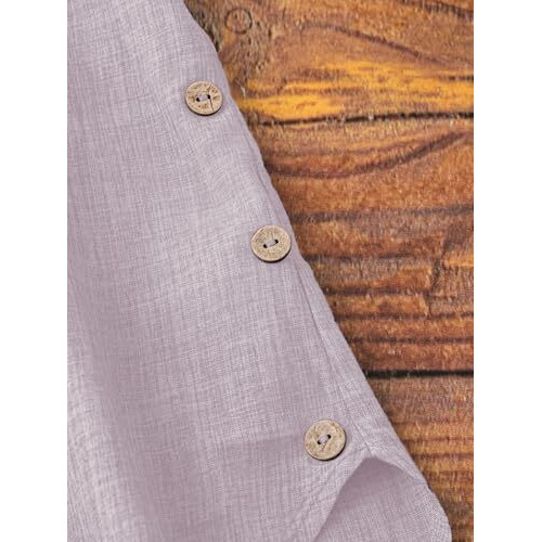 Tadkee Women Linen Solid Regular Fit Tunic Top (Fn-V-Flared-Tunic-137-Purple-M_Purple M)