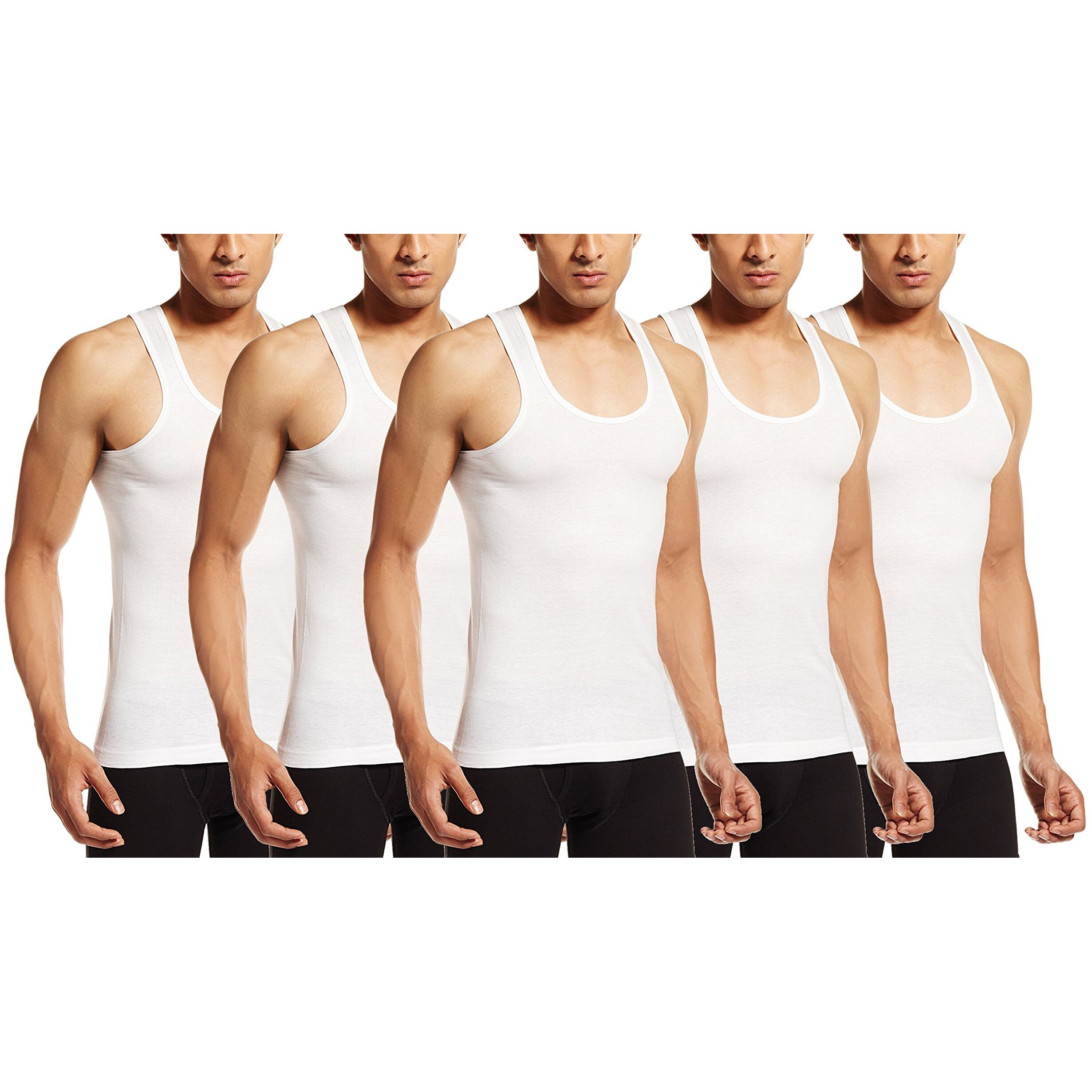 Rupa Men's Cotton Solid Regular Fit Vest (Jon Rn W 90X5_White L)