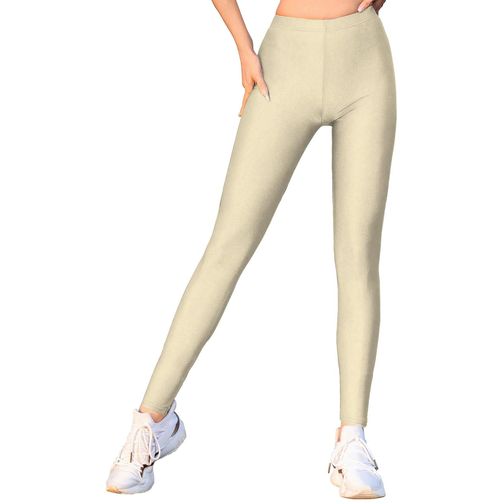 Shasmi Girl's & Women's Shimmer Skin Color Solid Knitted Tailored Cut & Slim Fit Stretchable Nylon Elasthane Fabric Ankle Length Shimmer Leggings For Women, Skinny Tights Pants (Shimmer 214 Skin-2Xl)