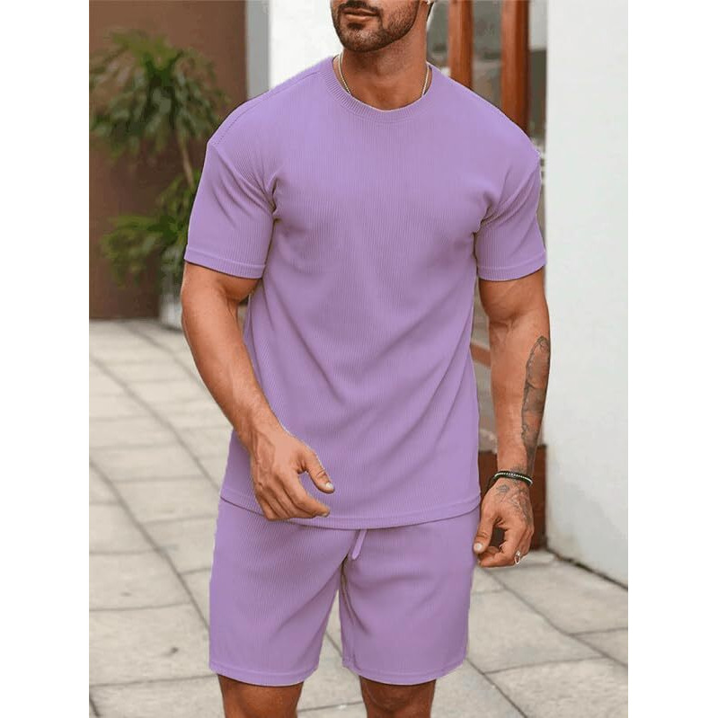 Shienzy Men's Casual Solid Printed Night Suit Co-Ord Set || T-Shirt And Shorts Nightwear Set || Sleepwear/Loungewear For Regular Wear (1164Shz_Lvndr_Xxl)