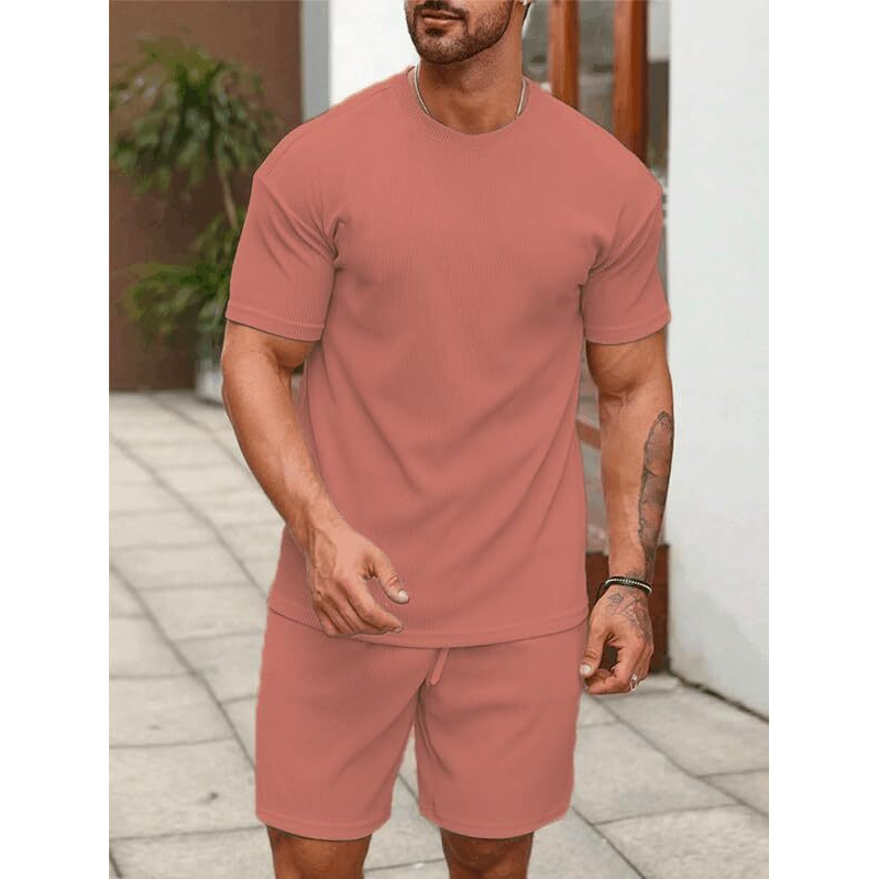 Shienzy Men's Casual Solid Printed Night Suit Co-Ord Set || T-Shirt And Shorts Nightwear Set || Sleepwear/Loungewear For Regular Wear (1426Shz_Bg_Xl) Beige