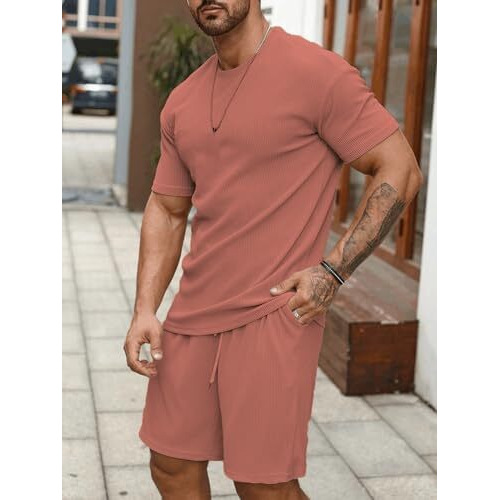 Shienzy Men's Casual Solid Printed Night Suit Co-Ord Set || T-Shirt And Shorts Nightwear Set || Sleepwear/Loungewear For Regular Wear (1426Shz_Bg_Xl) Beige