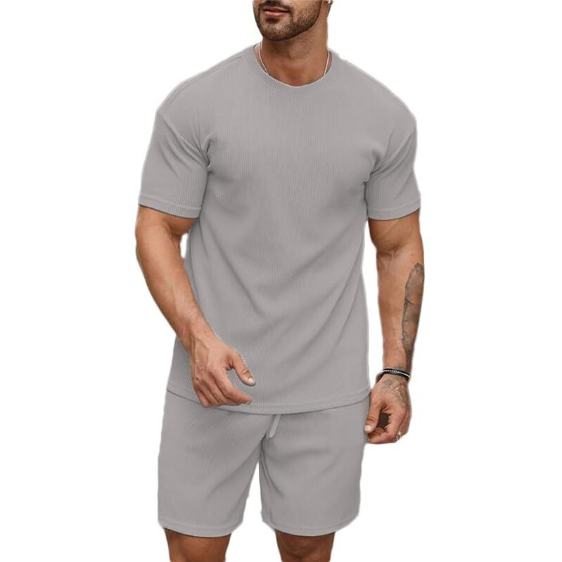 Shienzy Men's Casual Solid Printed Night Suit Co-Ord Set || T-Shirt And Shorts Nightwear Set || Sleepwear/Loungewear For Regular Wear (1163Shz_Gry_S) Grey