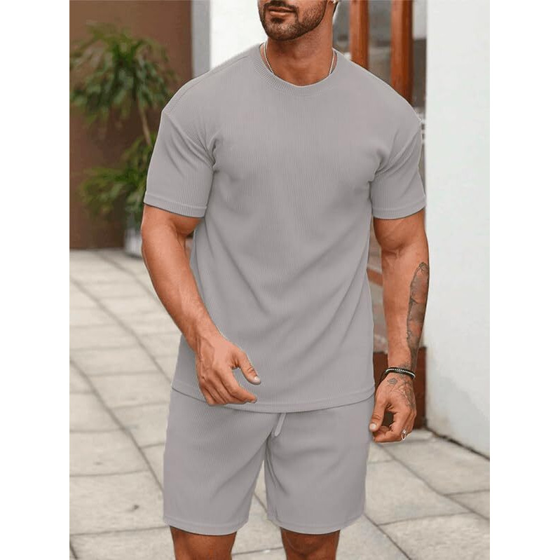 Shienzy Men's Casual Solid Printed Night Suit Co-Ord Set || T-Shirt And Shorts Nightwear Set || Sleepwear/Loungewear For Regular Wear (1163Shz_Gry_S) Grey