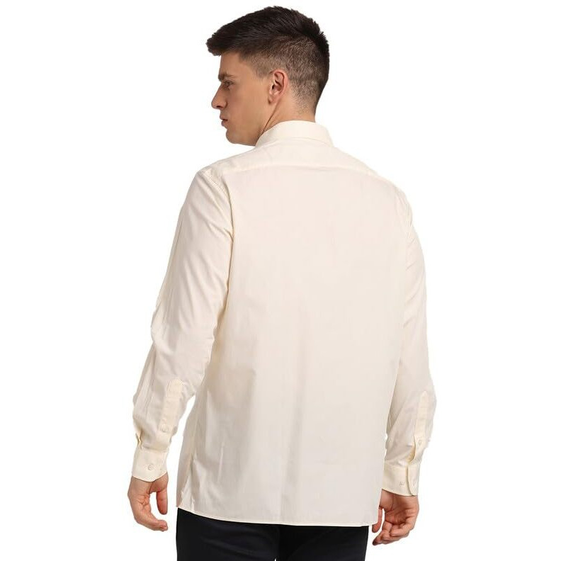Turtle Men 100% Cotton Cream Solid Regular Fit Formal Shirt