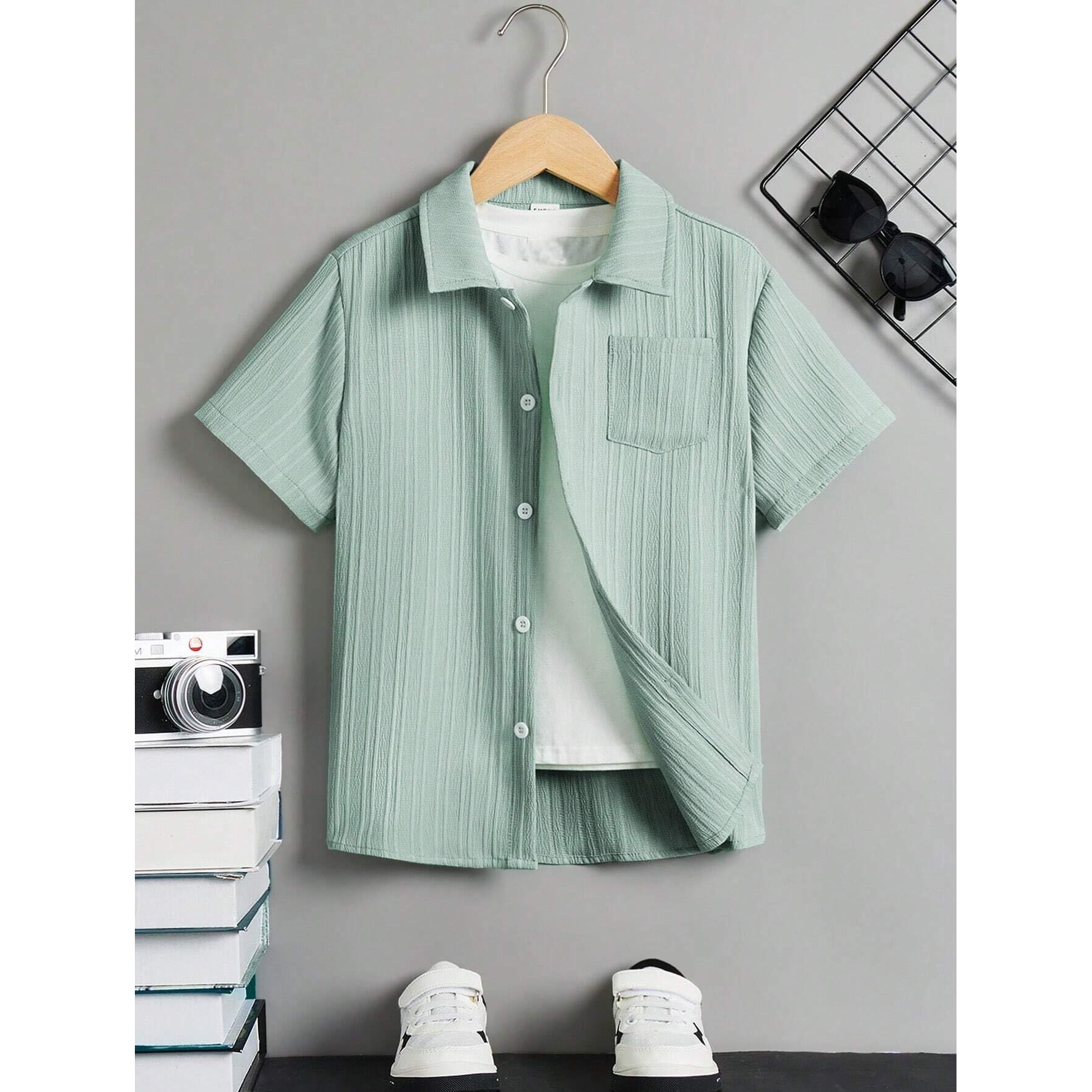 Tagas Boy's Polyester Regular Fit Shirt (Bs-2033-Mint-5_Mint 5 6 Years)