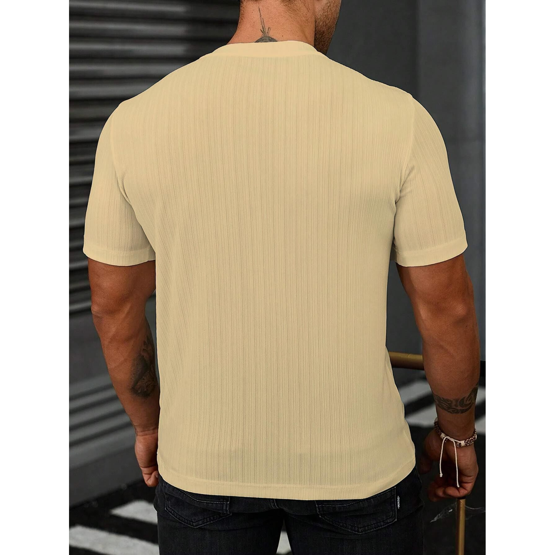 Smowkly Solid Colored Round Neck T- Shirt For Men || Mens T Shirt || Trendy T Shirt (1281_Crm_Xxl) Cream