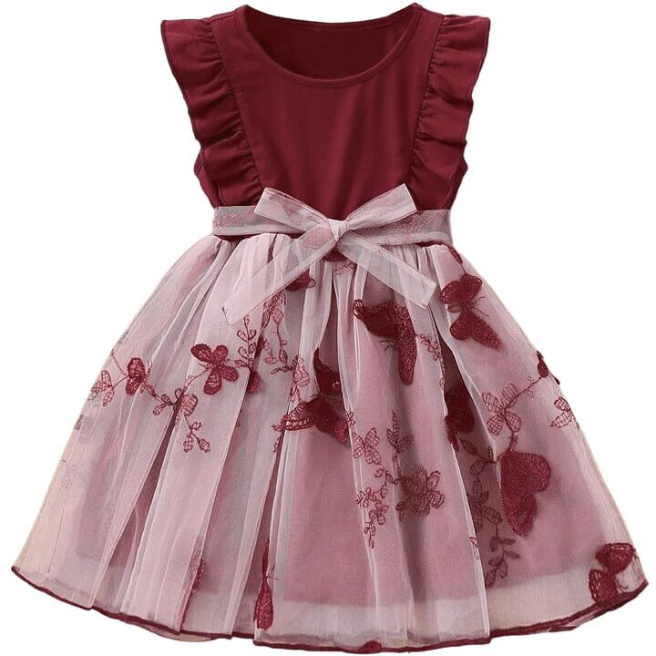 Tagas Girl's Polyester Fit And Flare Knee-Length Dress (Kd-390-Red-4_Red(1) _4 5 Years)