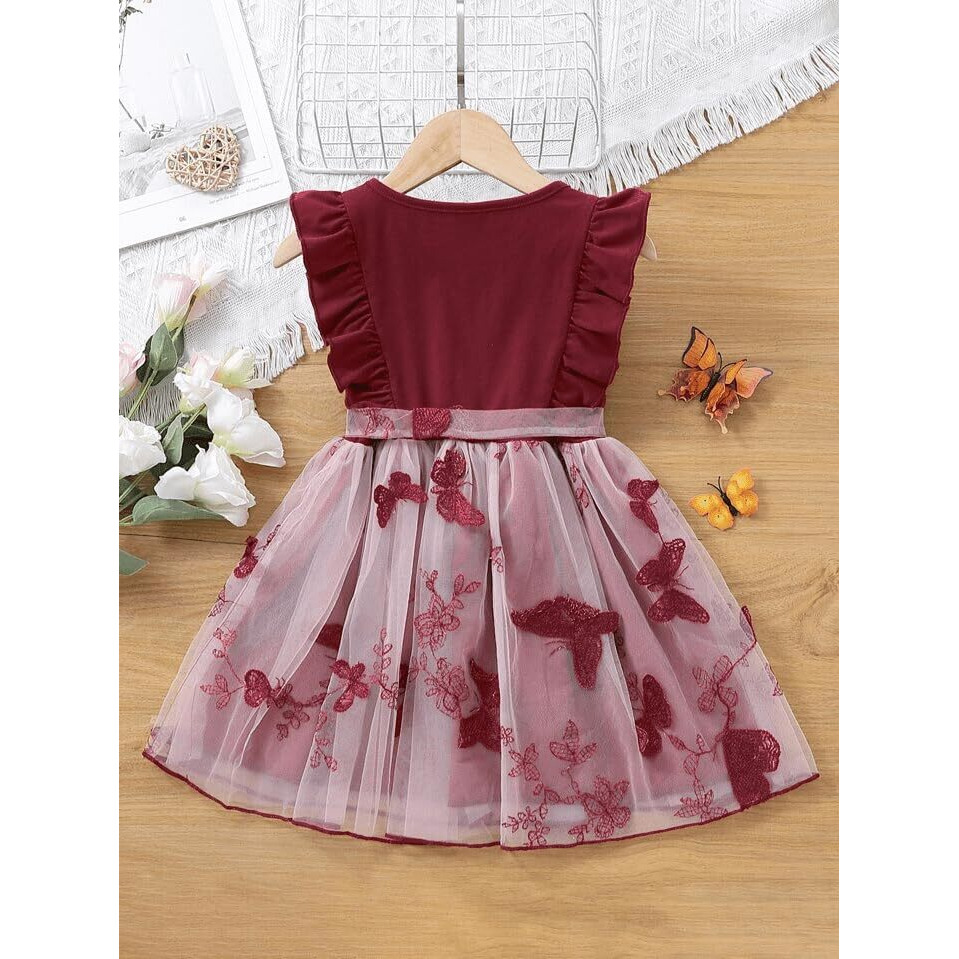 Tagas Girl's Polyester Fit And Flare Knee-Length Dress (Kd-390-Red-4_Red(1) _4 5 Years)