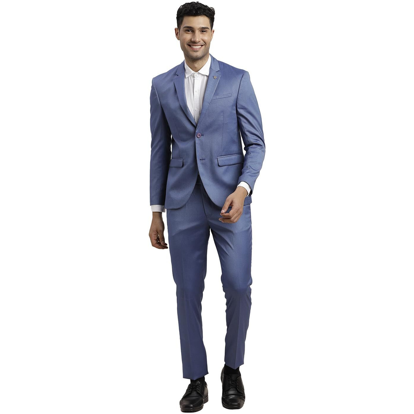 Turtle Men 100% Cotton Dobby Print Full Sleeve Two Piece Light Blue Party Suit