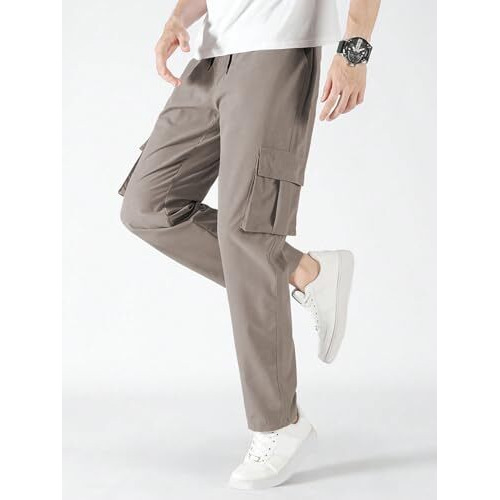 Tagdo Men Flap Pocket Drawstring Waist Trousers (Cargo-2030-Dolphin-28)