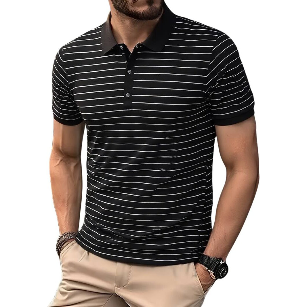 Tagdo Men Cotton Modern Fit Polo Shirt (Strip-Polo-2036-Black-Xxl_Black