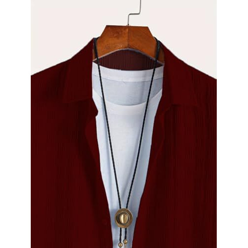 Tagdo Men Cotton Blend Solid Modern Fit Shirt (Chatai-Shirt-2028-Maroon-Xxl_Maroon)