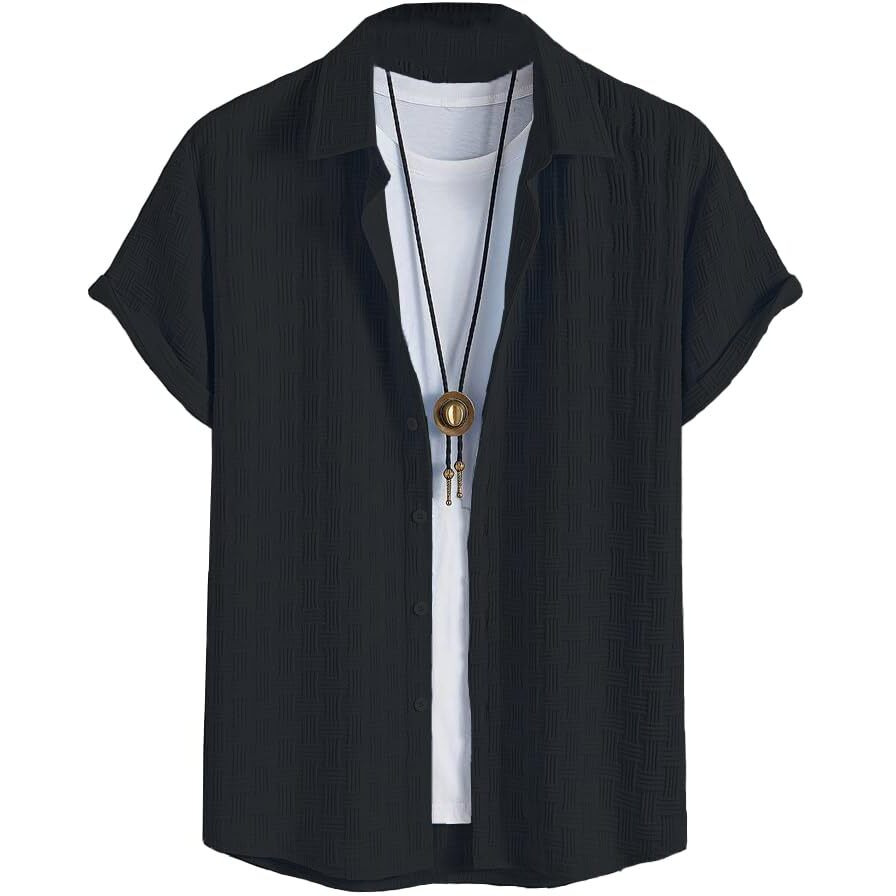 Tagdo Cotton Blend Modern Fit Shirt Black M