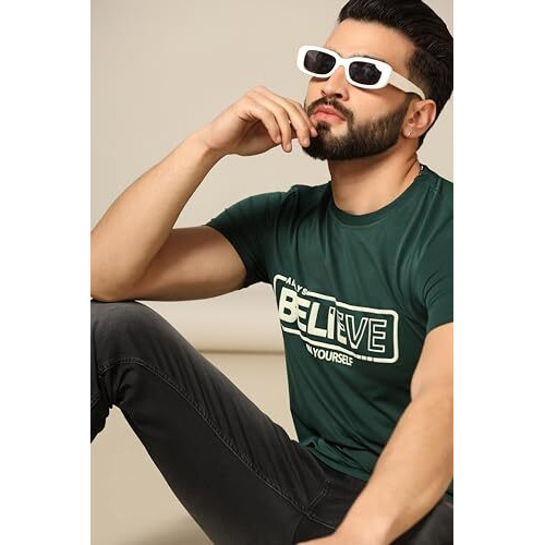 Tagdo Men Textured Printed Half Sleeve Round Neck Tshirt Pack Of 2 (Men-Combo-5163-Grn-5164-Khk-Xl)