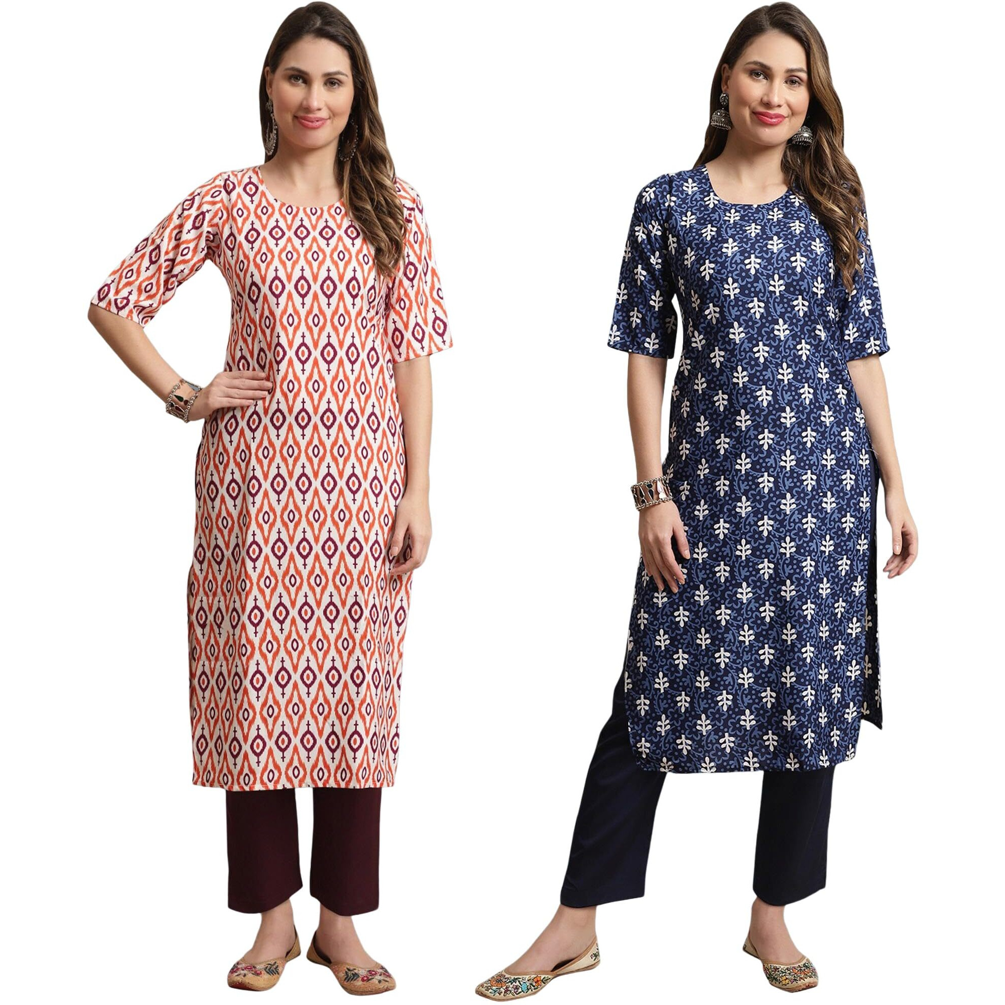 Tee Projekt Crepe Printed Kurti & Pant Set For Women Ethnic Wear Casual Wear Kurta Set