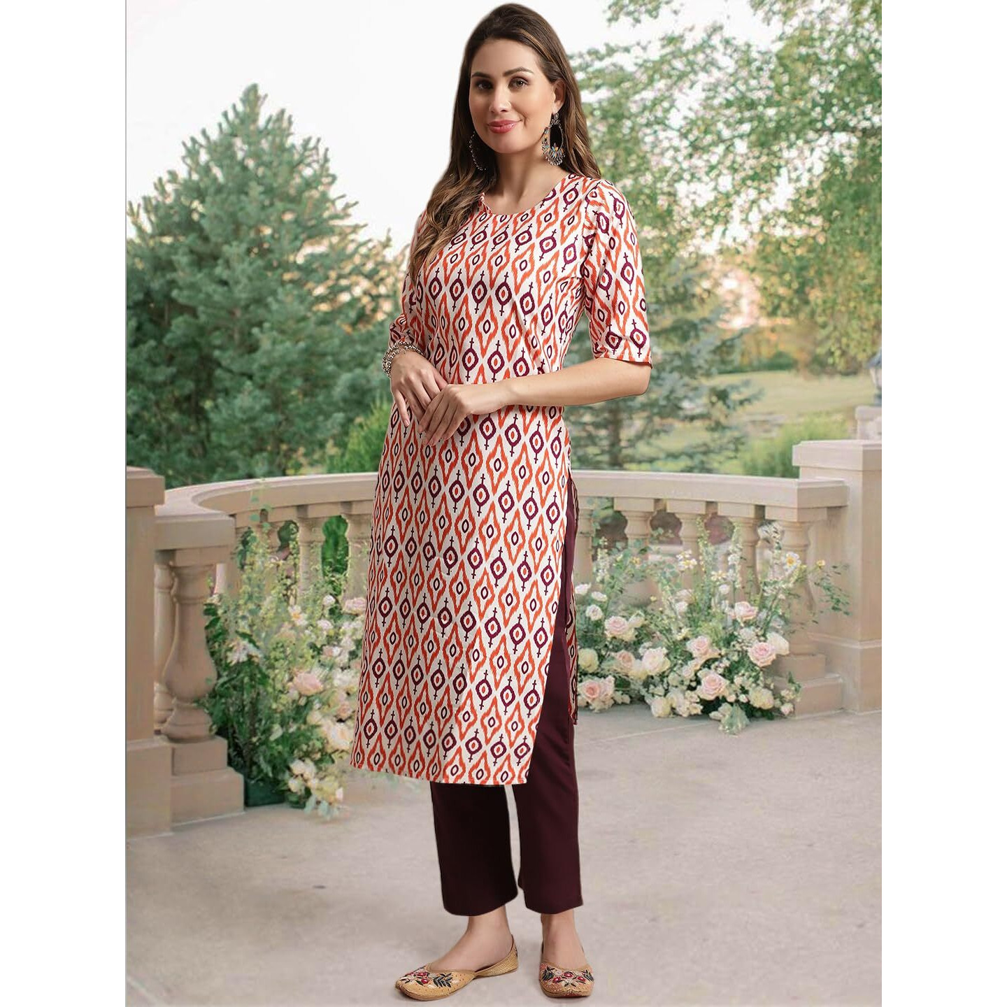Tee Projekt Crepe Printed Kurti & Pant Set For Women Ethnic Wear Casual Wear Kurta Set