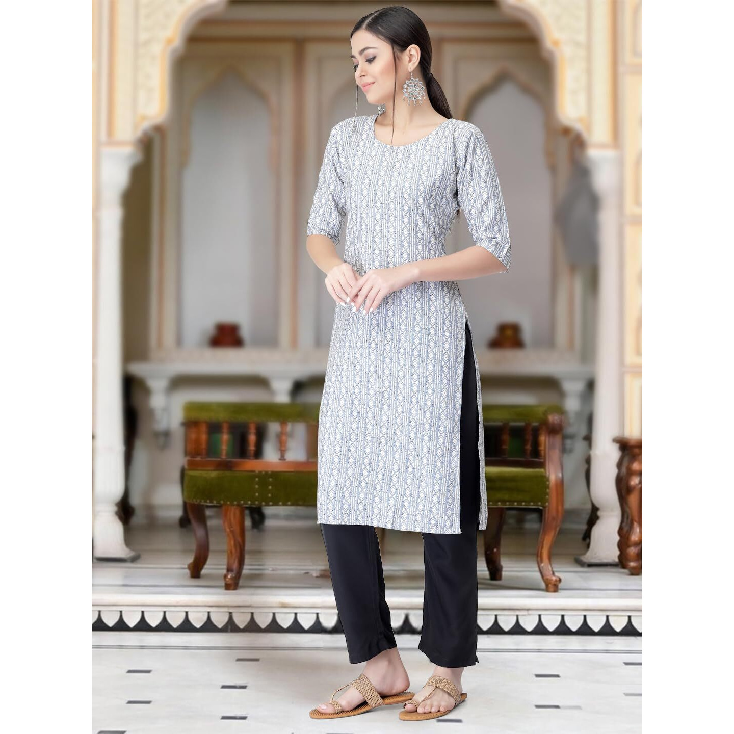 Tee Projekt Versatile Crepe Kurti & Pant Set For Women Printed Kurta Set