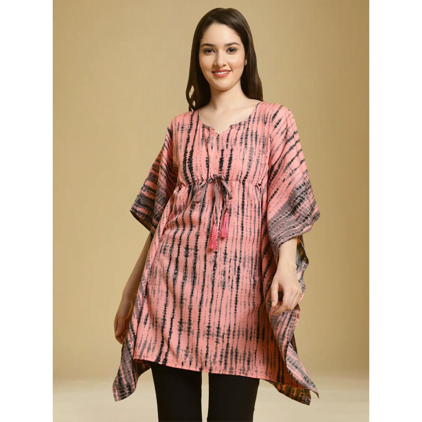 Tee Projekt Casual Crepe Kimino Sleeves Women's Kaftan Dress Ll Kaftan Casual & Everyday Kurta (Pack Of 2)