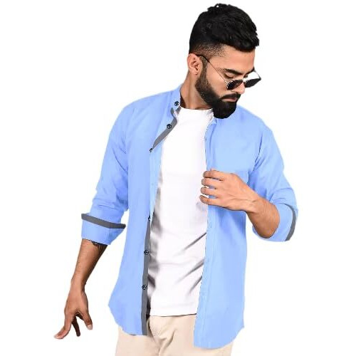 Tee Projekt Shirt For Men Cotton Spread Collar Button Down Long Sleeve Shirt Home, Regular, Home (Pack Of 1)