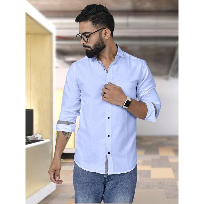 Tee Projekt Shirt For Men Cotton Spread Collar Button Down Long Sleeve Shirt Home, Regular, Home (Pack Of 1)