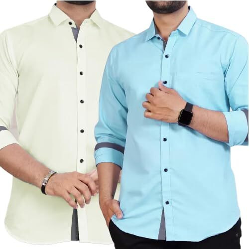 Tee Projekt Combo Casual Shirt For Men Spread Collar Long Sleeve Shirt Casual, Formal, Home