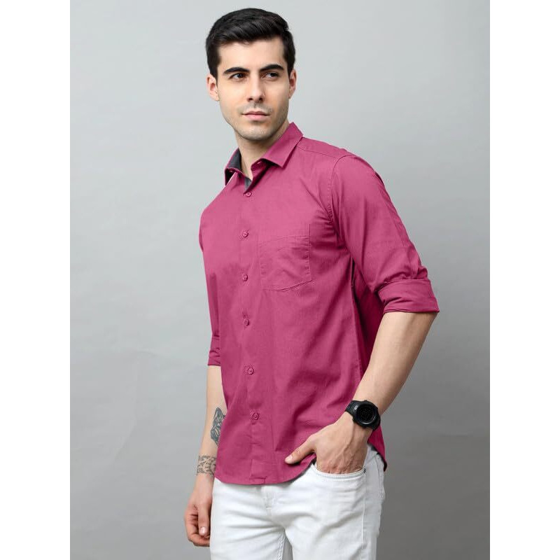 Tee Projekt Men's Solid Regular Fit Shirt (Tee Pin4_Pink-Aqua Blue