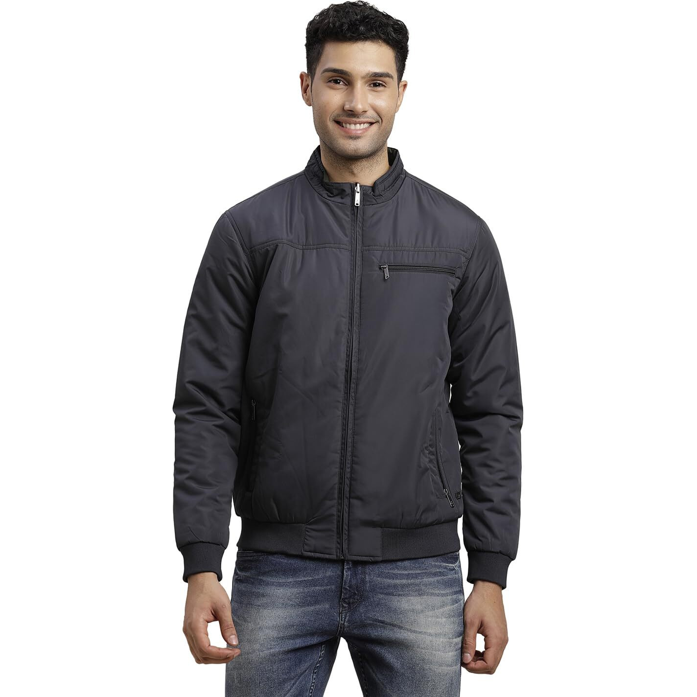 Turtle Men Polyster Solid Regular Fit Full Sleeve Navy & Green Reversible Windcheater Jacket