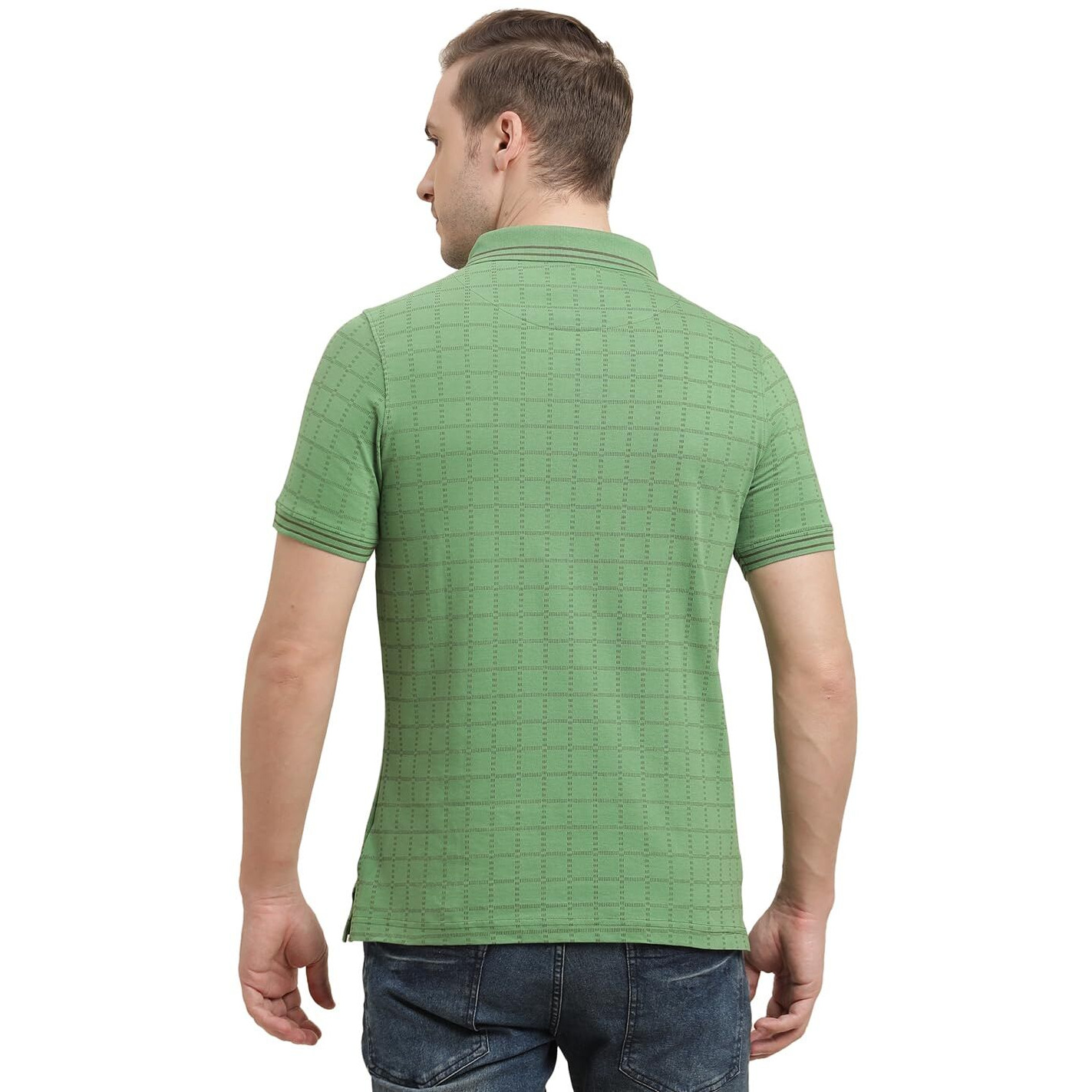 Turtle Men 100% Cotton Green Printed Polo T-Shirt