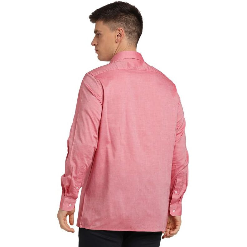 Turtle Men 100% Cotton Coral Solid Regular Fit Formal Shirt