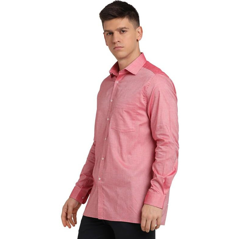 Turtle Men 100% Cotton Coral Solid Regular Fit Formal Shirt