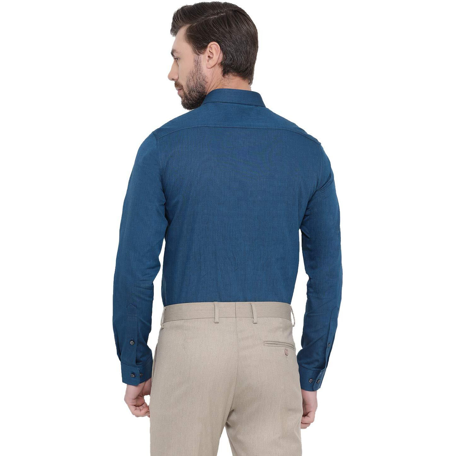 Turtle Men 100% Cotton Blue Solid Slim Fit Formal Shirt