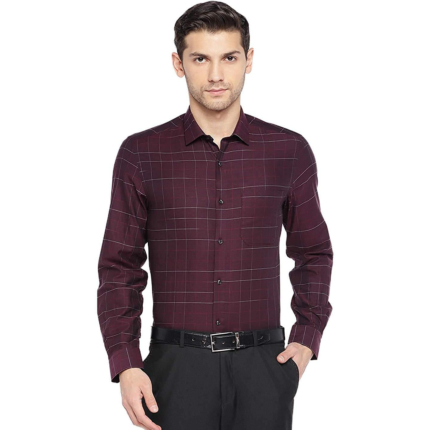 Turtle Men 100% Cotton Grey Solid Slim Fit Formal Shirt