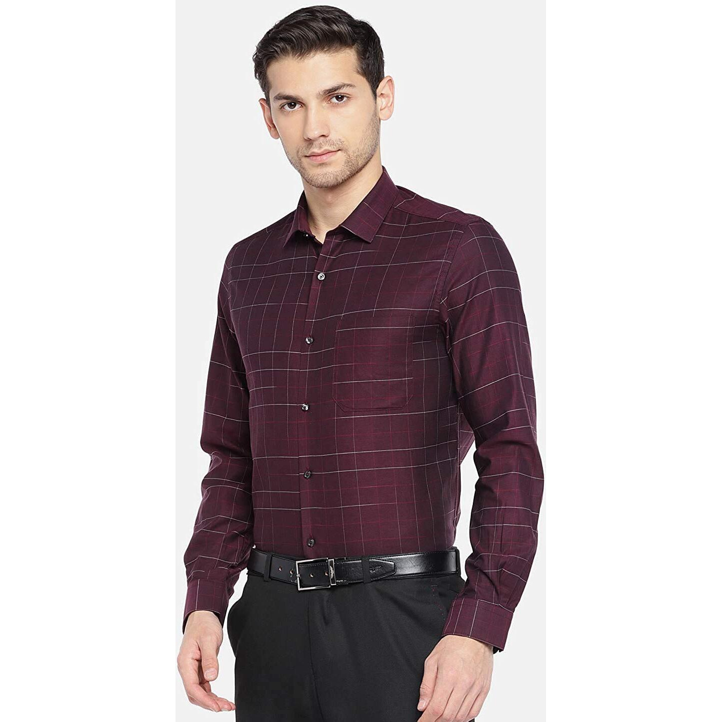 Turtle Men 100% Cotton Grey Solid Slim Fit Formal Shirt