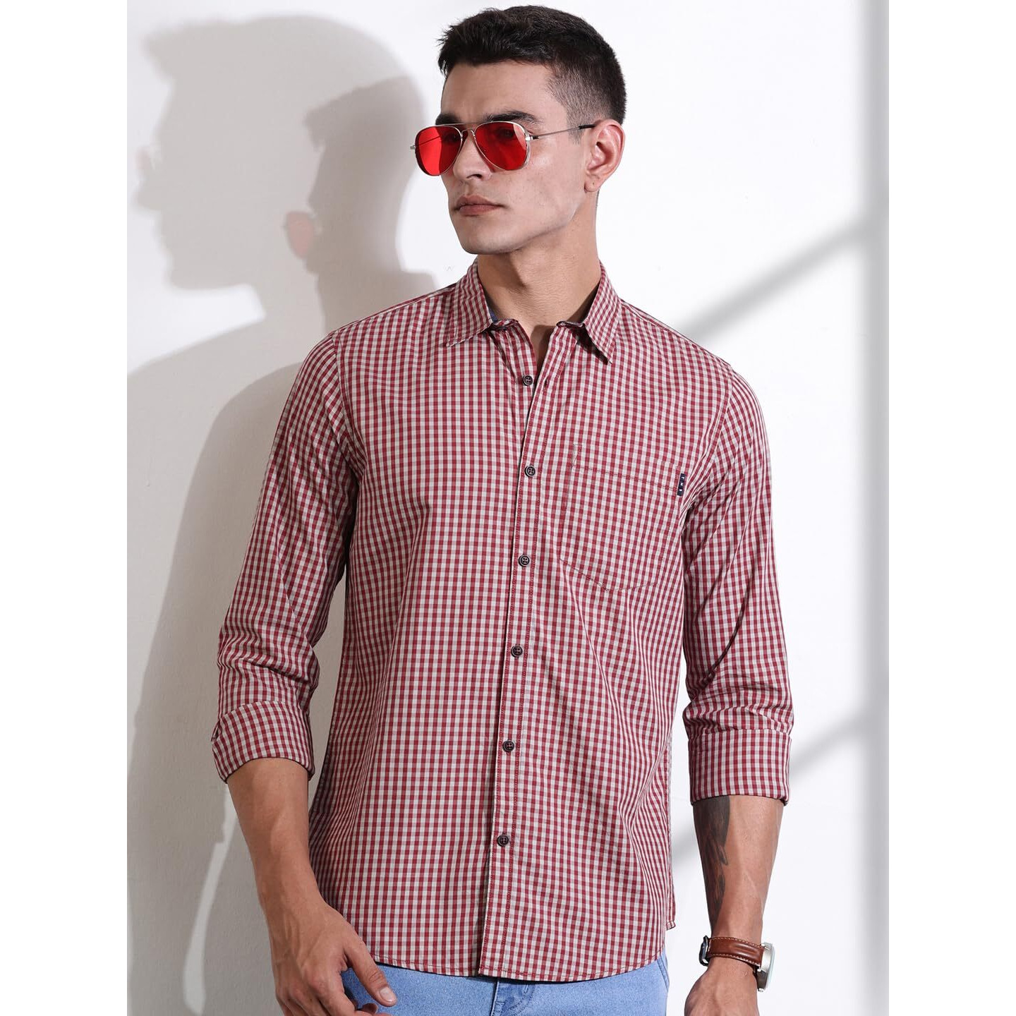 Thomas Scott Mens | Full Sleeve | Solid | Regular Fit | 100% Cotton | Casual Shirts (Available In Plus Sizes) (Ts1483_Red_M)