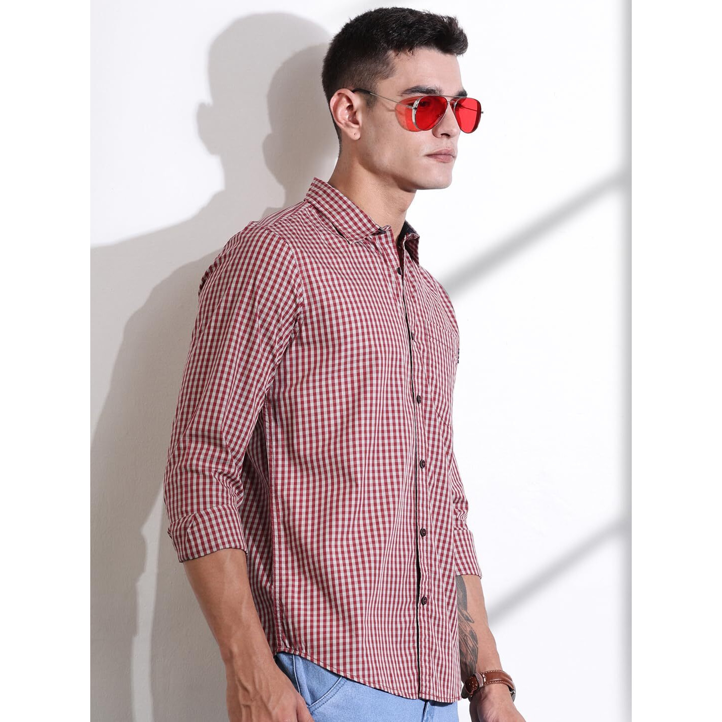 Thomas Scott Mens | Full Sleeve | Solid | Regular Fit | 100% Cotton | Casual Shirts (Available In Plus Sizes) (Ts1483_Red_M)