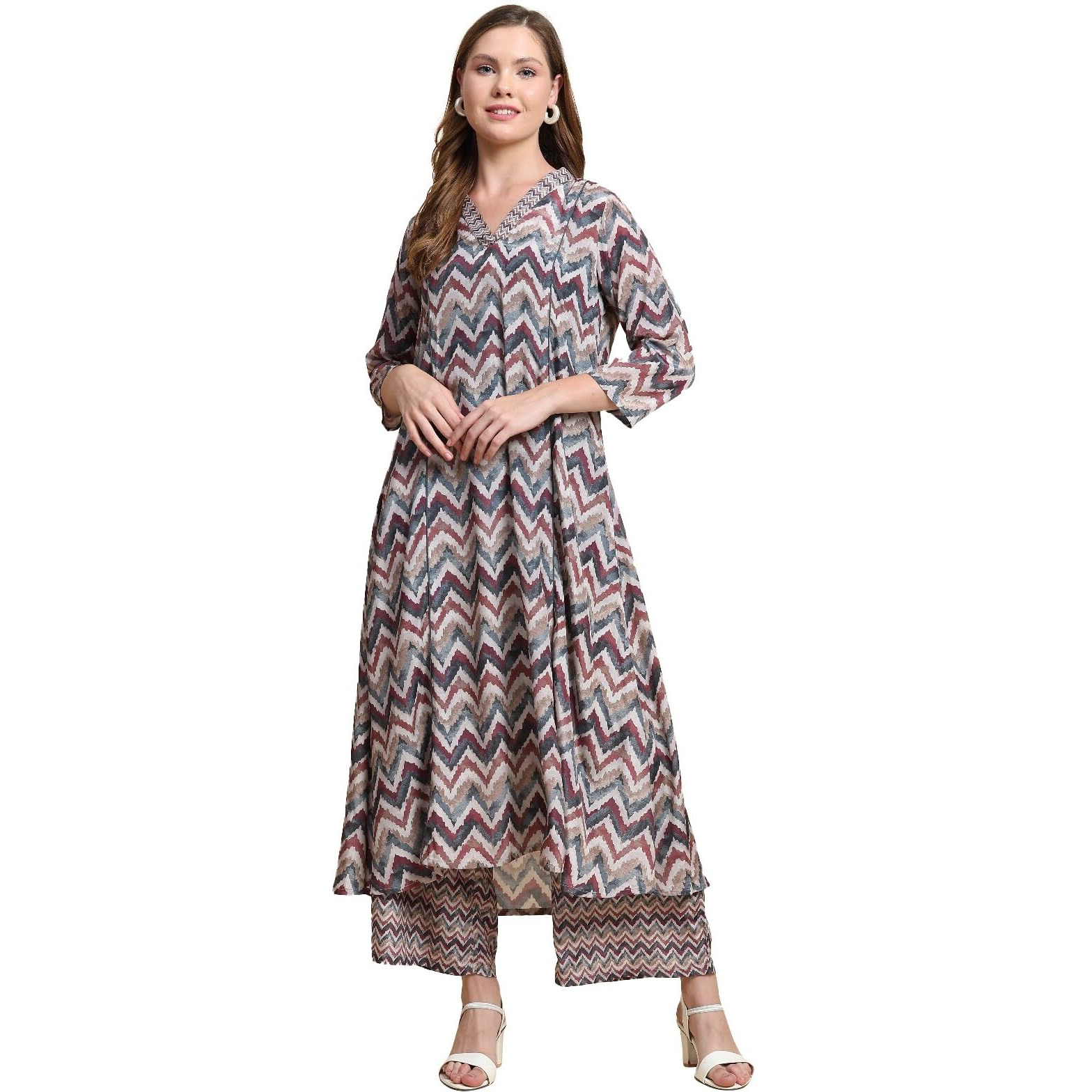 Toochki Co Ord Set For Women | Cotton Co Ord Set For Women | Two Piece Co Ord Set | Co Ord Sets For Women | Multicolor Co Ord Set | Zig Zag Printed Co Ord Set (Tkcbl-Ry-257-Ml-Cd Parent)
