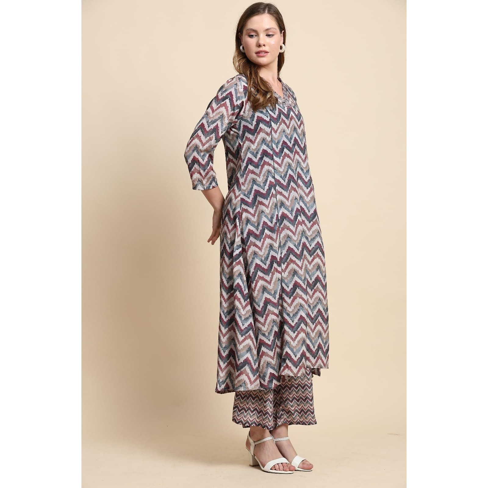 Toochki Co Ord Set For Women | Cotton Co Ord Set For Women | Two Piece Co Ord Set | Co Ord Sets For Women | Multicolor Co Ord Set | Zig Zag Printed Co Ord Set (Tkcbl-Ry-257-Ml-Cd Parent)