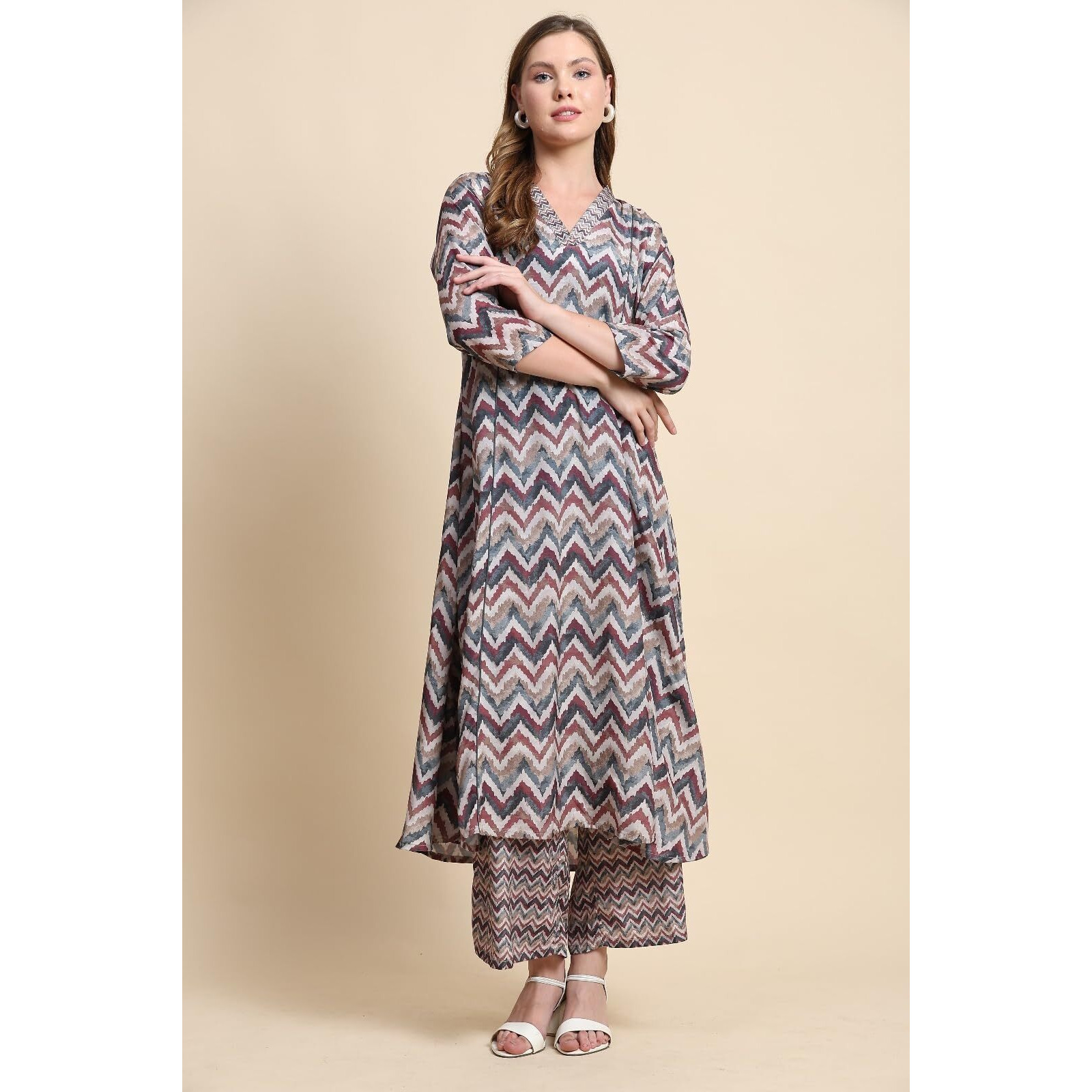 Toochki Co Ord Set For Women | Cotton Co Ord Set For Women | Two Piece Co Ord Set | Co Ord Sets For Women | Multicolor Co Ord Set | Zig Zag Printed Co Ord Set (Tkcbl-Ry-257-Ml-Cd Parent)