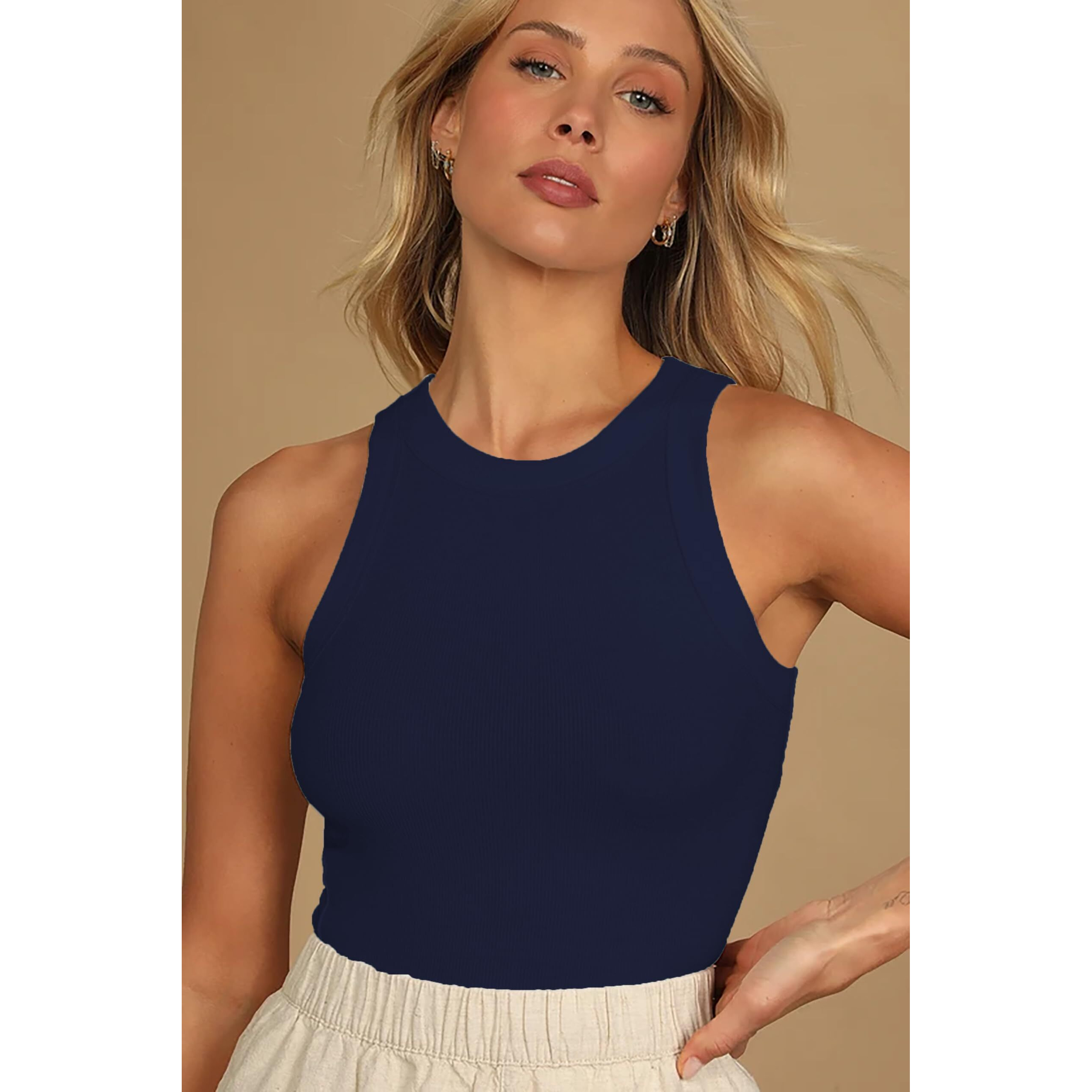 Toochki Women's Solid Fitted Top (Toochki268-Tp-A/M_Blue